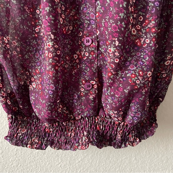 Kirra Pac Sun Sheer Purple Floral Tank Top - Picture 9 of 9